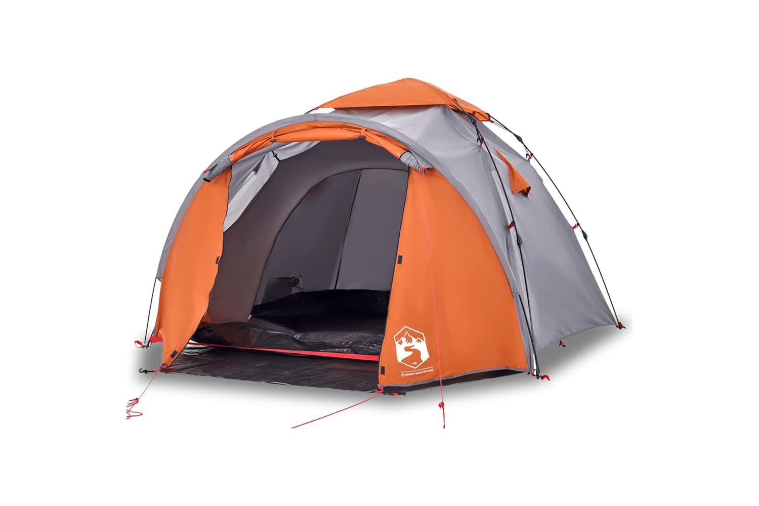 Vidaxl Camping Tent Dome 3-person Grey And Orange Quick Release