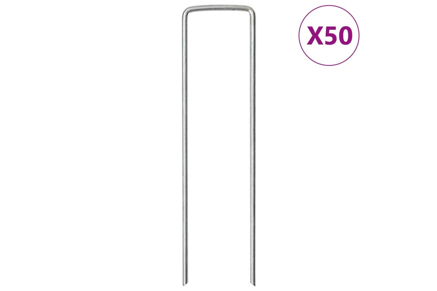 Vidaxl Ground Pegs U Shape 50 Pcs 15x3.5 Cm Galvanised Steel