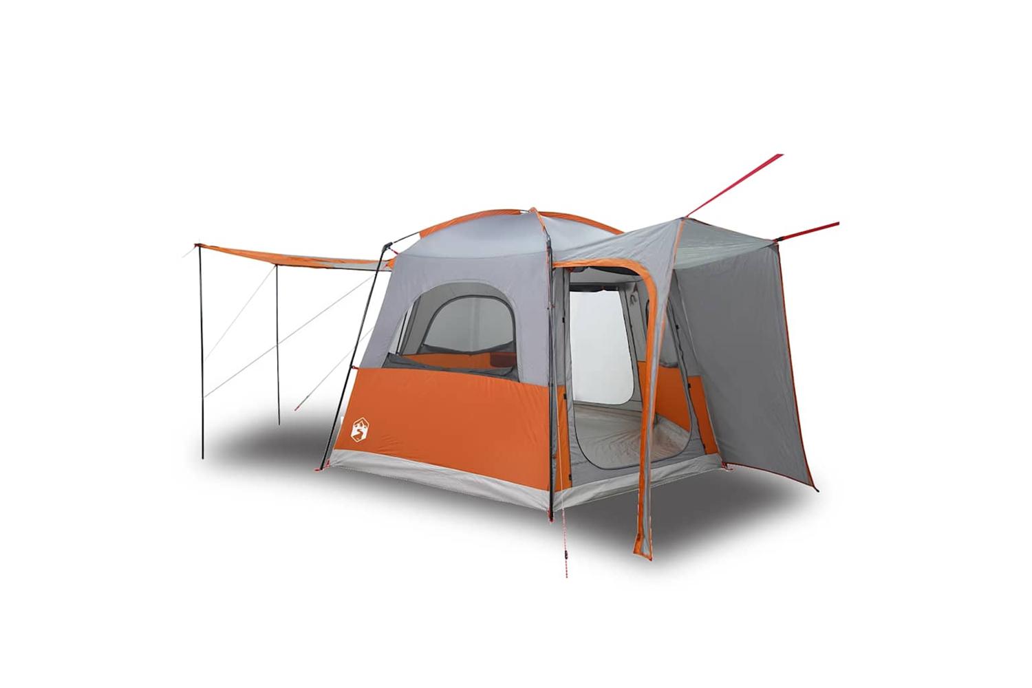 Vidaxl Car Tent 4-person Grey And Orange Waterproof