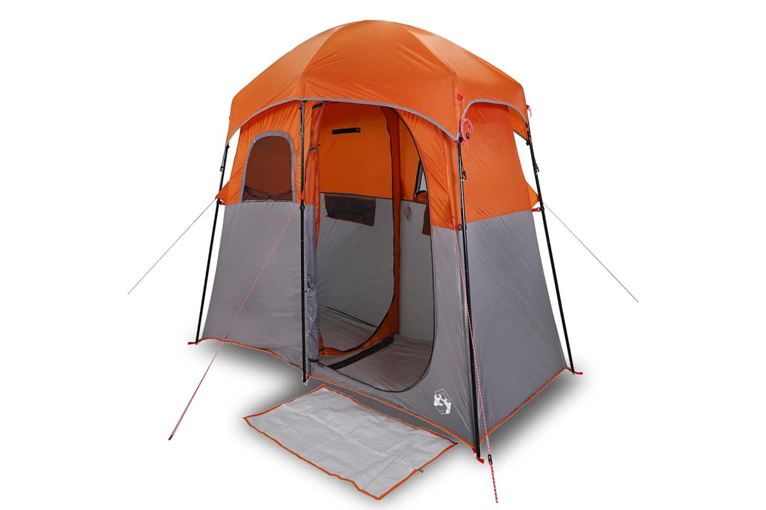 Vidaxl Shower Tent 2-person Grey And Orange Waterproof