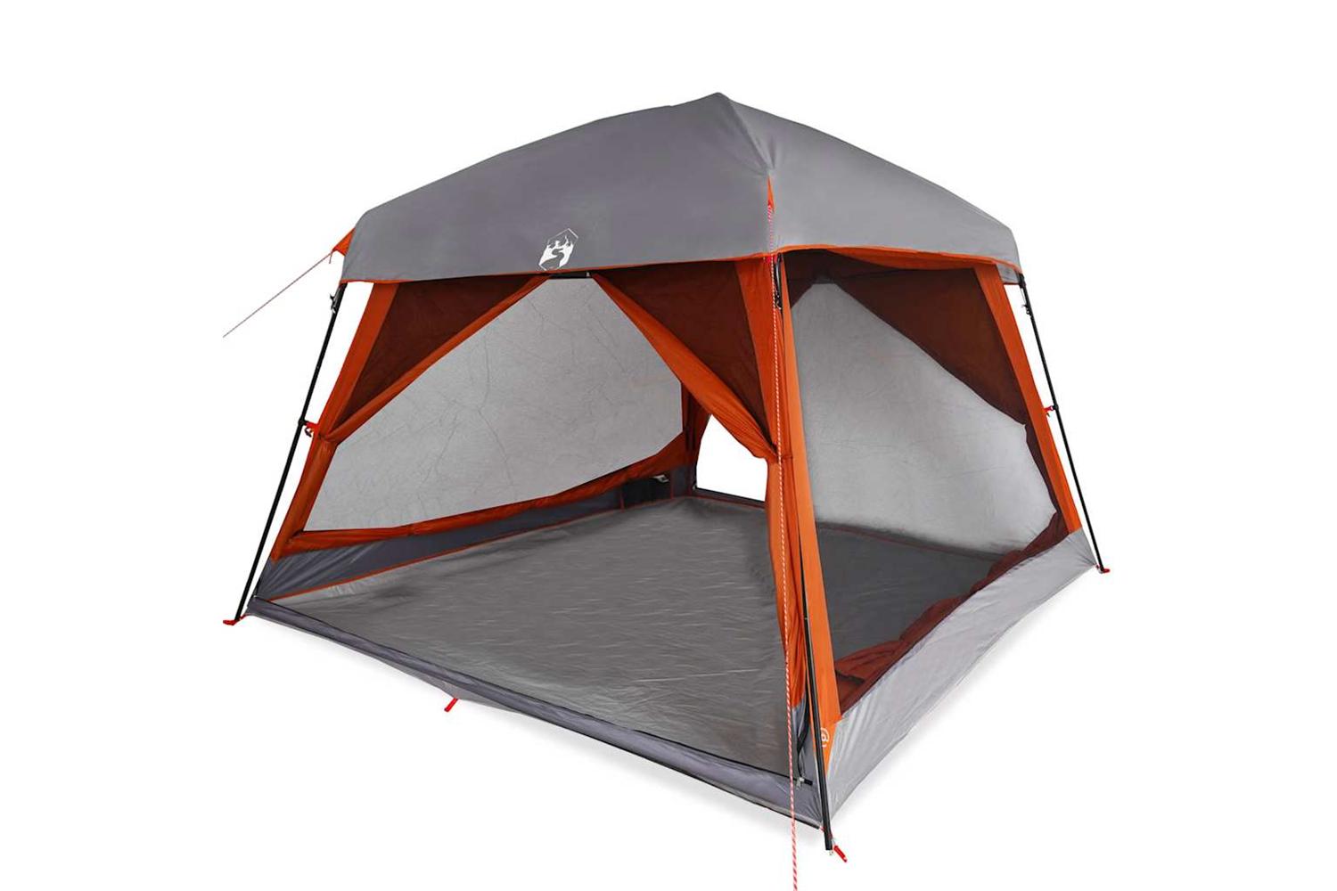 Vidaxl Family Tent Tunnel 8-person Grey And Orange Waterproof
