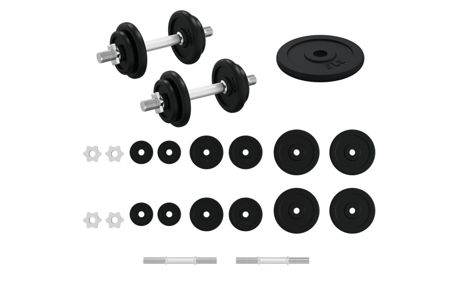 Vidaxl Dumbbell With Plates Set 40 Kg Cast Iron & Chrome Plated Steel