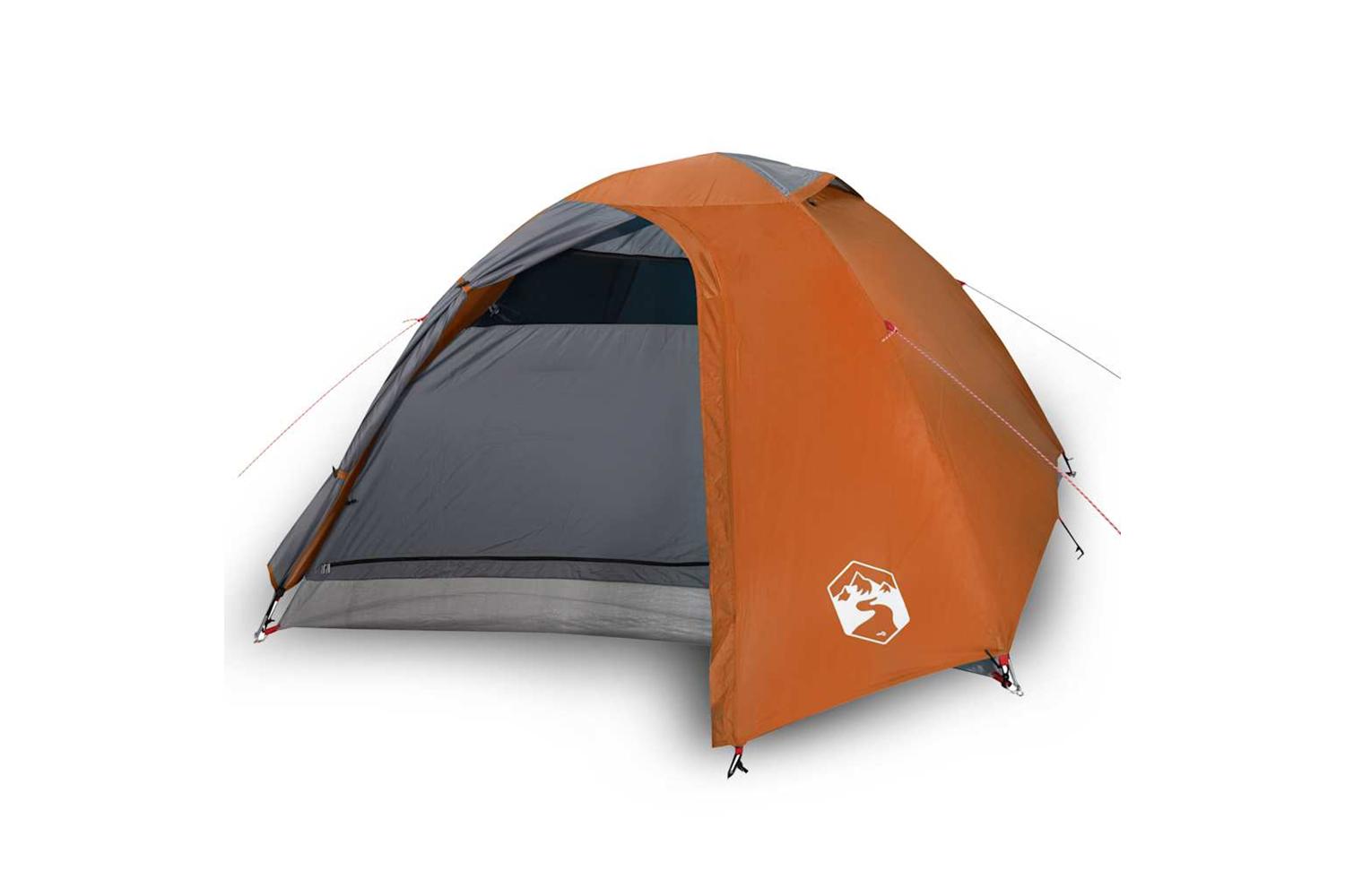 Vidaxl Camping Tent Dome 4-person Grey And Orange Waterproof