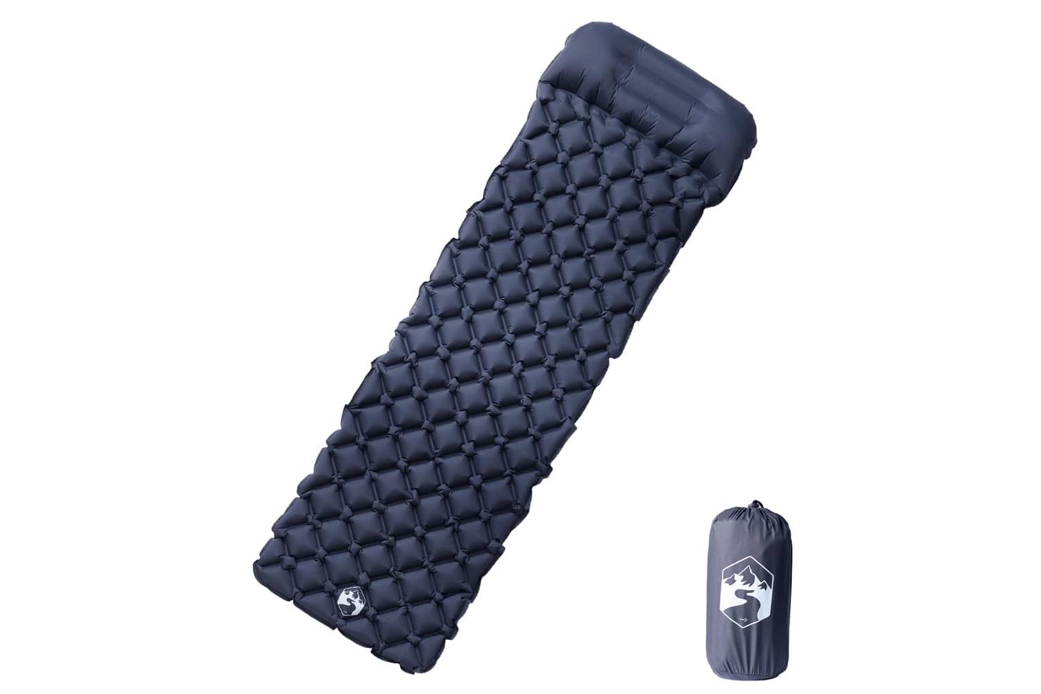 Vidaxl Inflating Camping Mattress With Pillow 1-person Grey