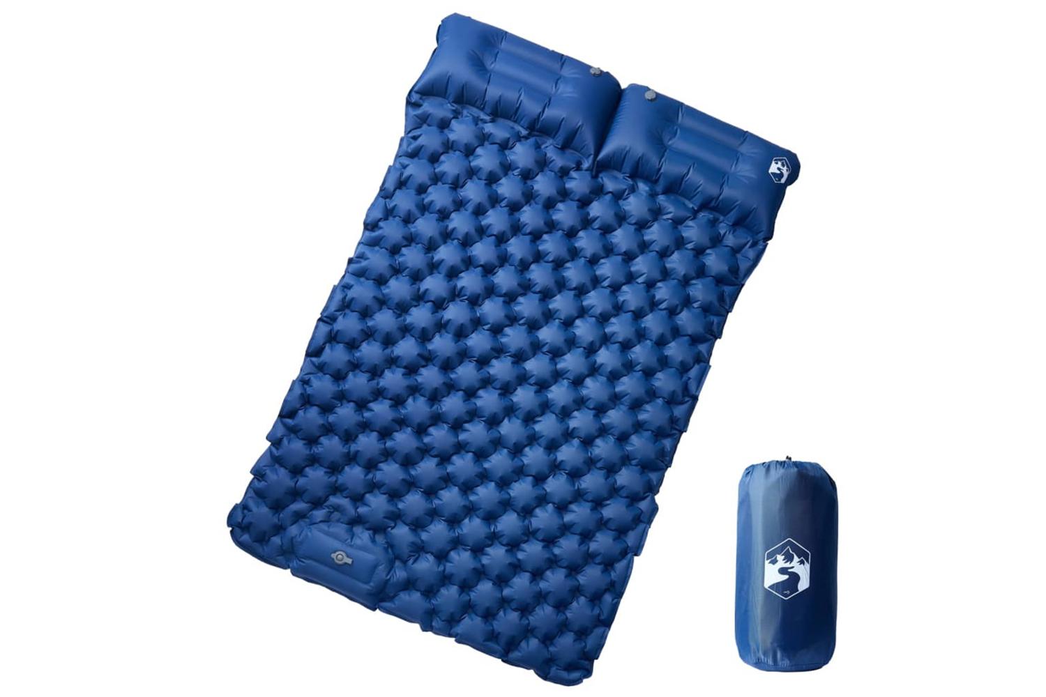 Vidaxl Self Inflating Camping Mattress With Pillows 2-person Navy Blue