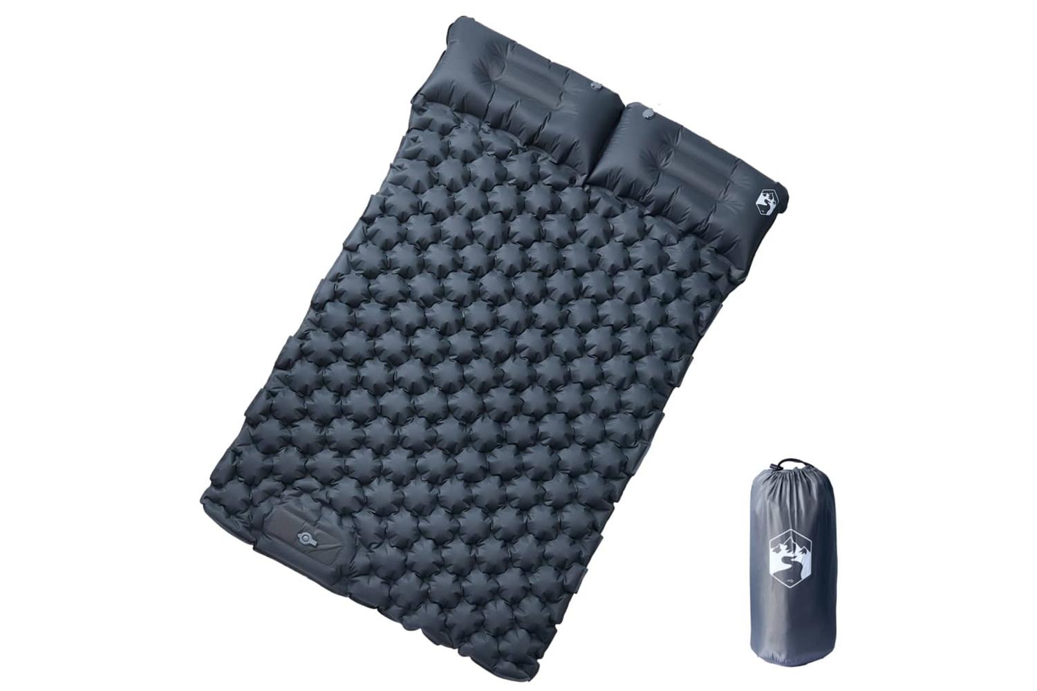 Vidaxl Self Inflating Camping Mattress With Pillows 2-person Grey