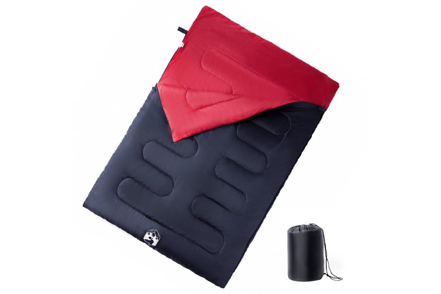 Vidaxl Double Sleeping Bag With Pillows For Adults Camping 3-4 Seasons