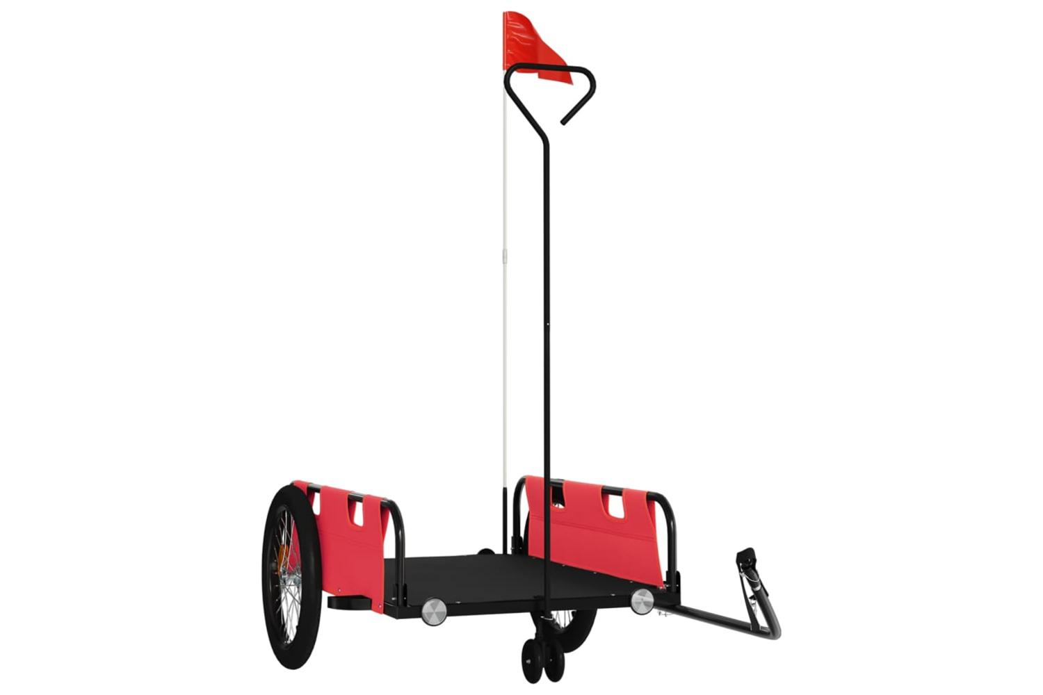 Vidaxl Bike Trailer Red And Black Oxford Fabric And Iron