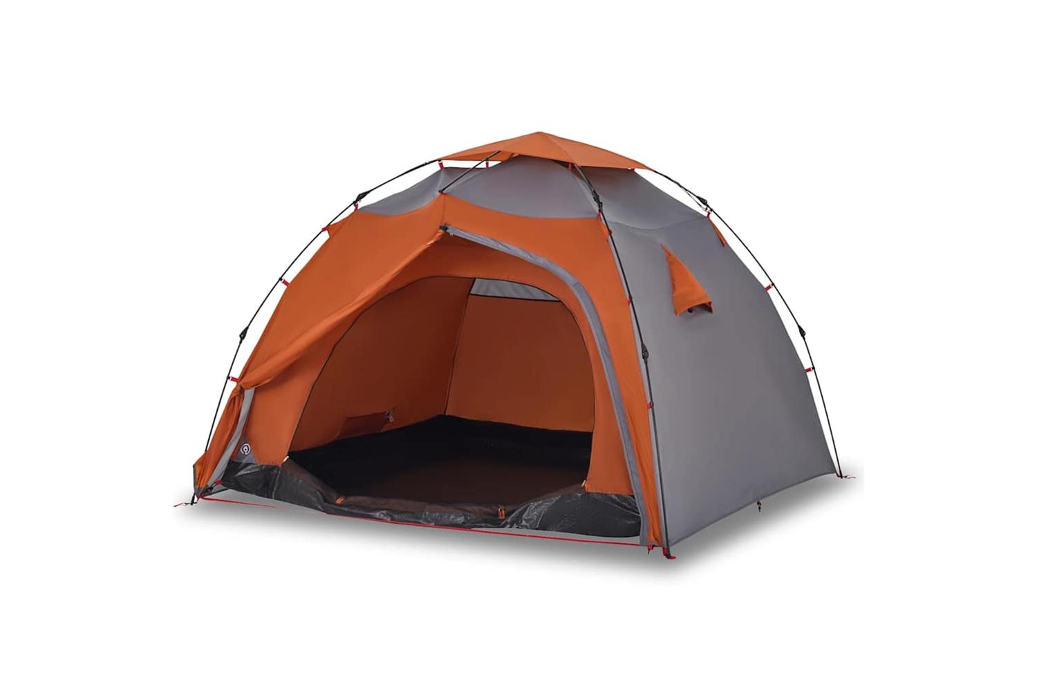 Vidaxl Camping Tent Dome 4-person Grey And Orange Quick Release
