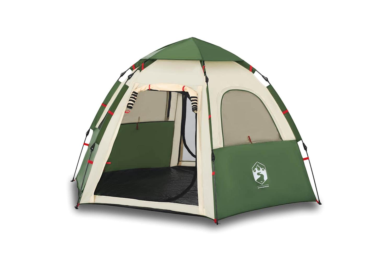 Vidaxl Camping Tent Cabin 4-person Green Quick Release