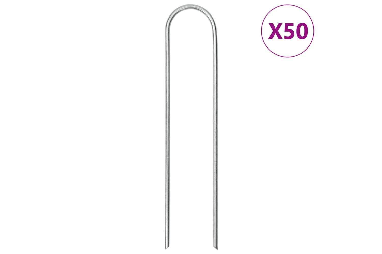 Vidaxl Ground Pegs U Shape 50 Pcs 15x3.5 Cm Galvanised Steel