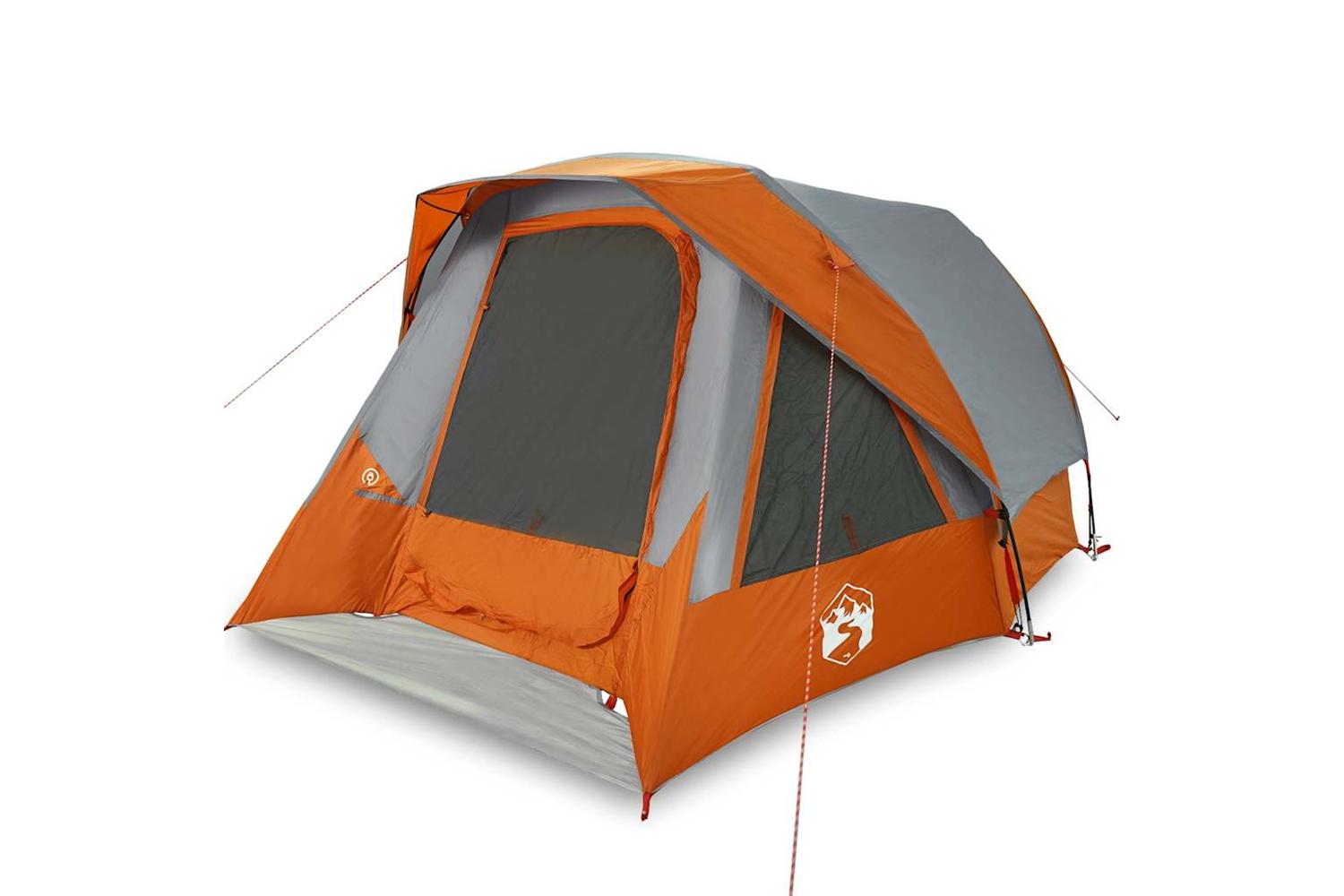 Vidaxl Camping Tent Cabin 4-person Grey And Orange Waterproof