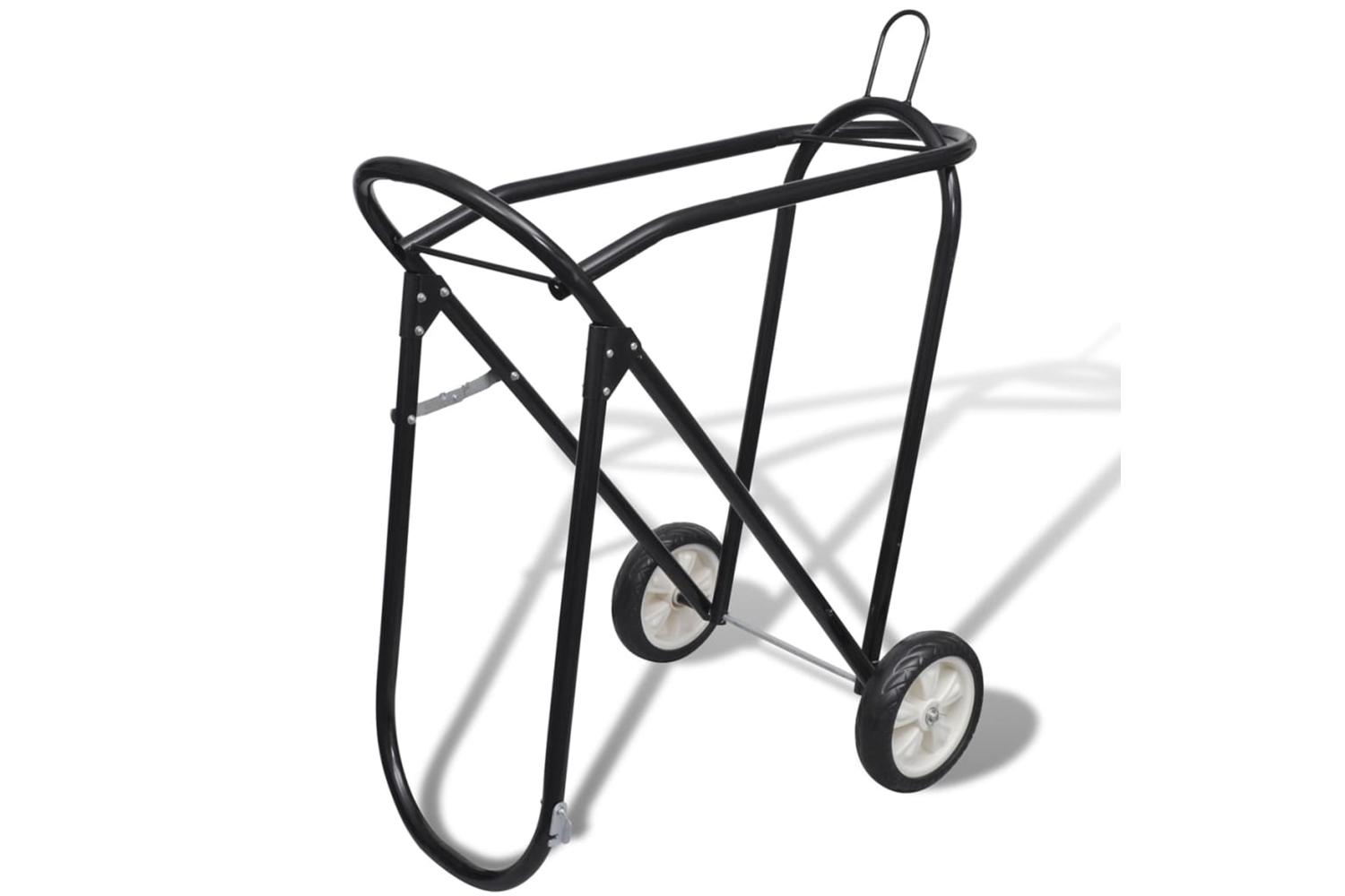 Vidaxl Metal Foldable Saddle Rack With Wheels