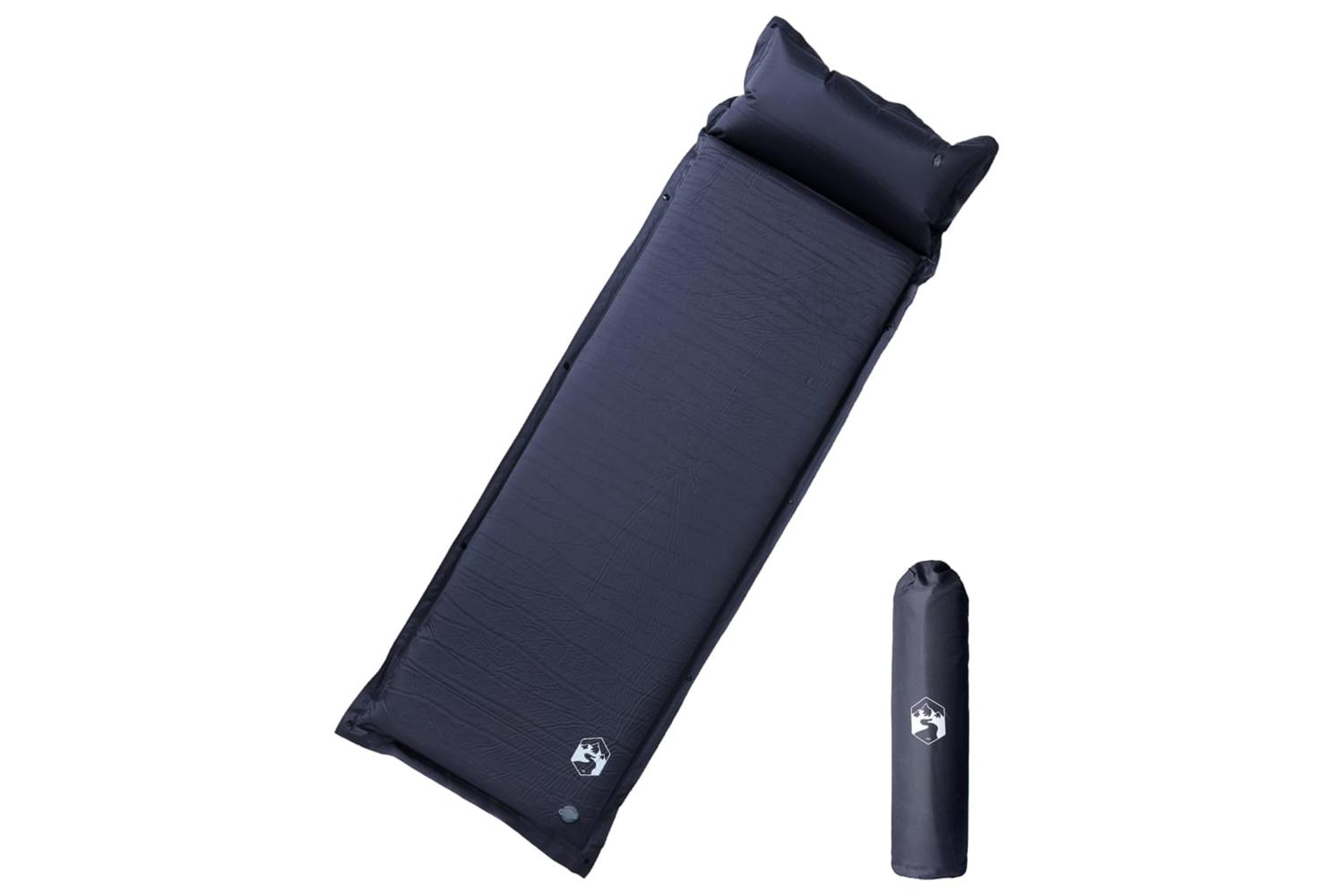 Vidaxl Self Inflating Camping Mattress With Pillow 1-person Grey