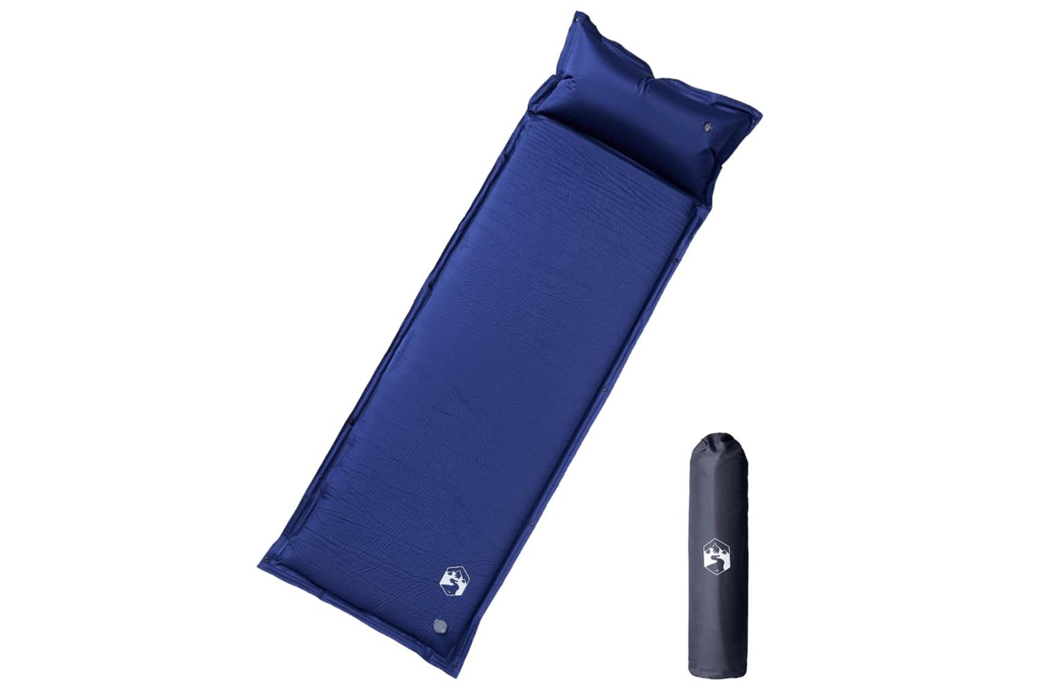 Vidaxl Self Inflating Camping Mattress With Pillow 1-person Navy Blue
