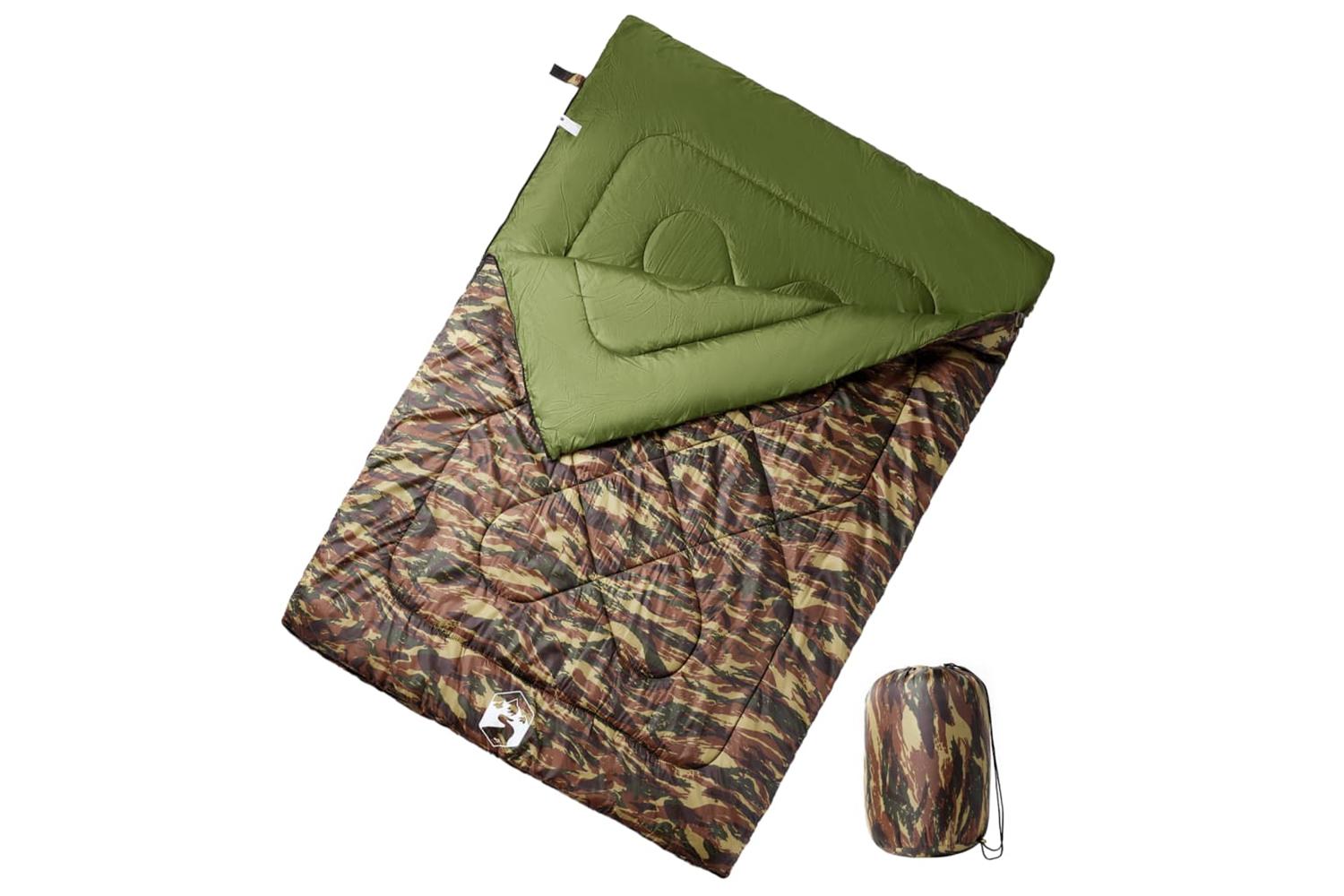 Vidaxl Double Sleeping Bag With Pillows For Adults Camping 3-4 Seasons