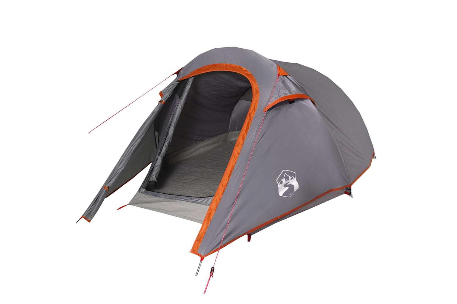 Vidaxl Camping Tent Tunnel 2-person Grey And Orange Waterproof