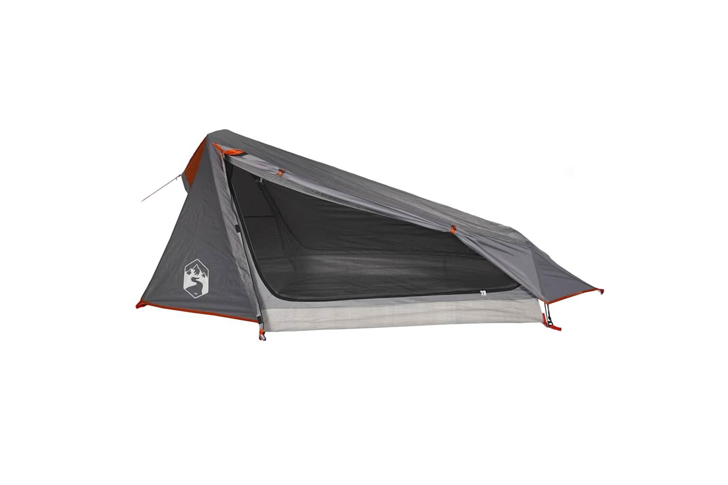 Vidaxl Camping Tent Tunnel 1-person Grey And Orange Waterproof