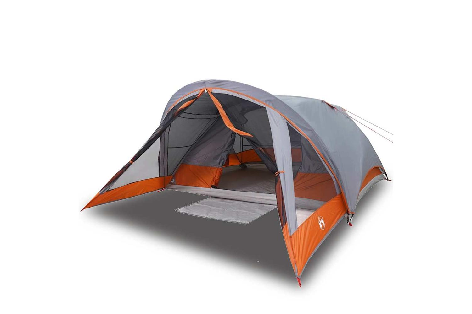 Vidaxl Camping Tent Cabin 4-person Grey And Orange Waterproof
