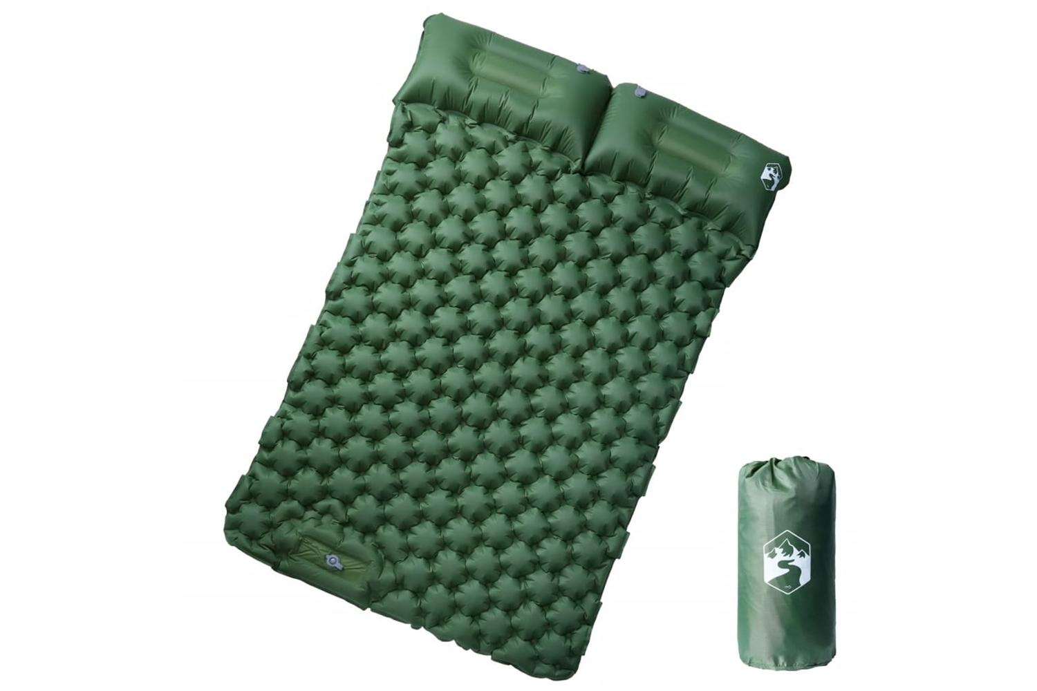 Vidaxl Self Inflating Camping Mattress With Pillows 2-person Green