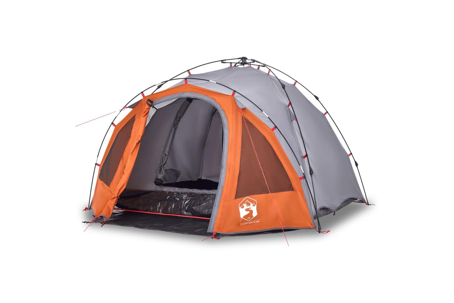 Vidaxl Camping Tent Dome 3-person Grey And Orange Quick Release