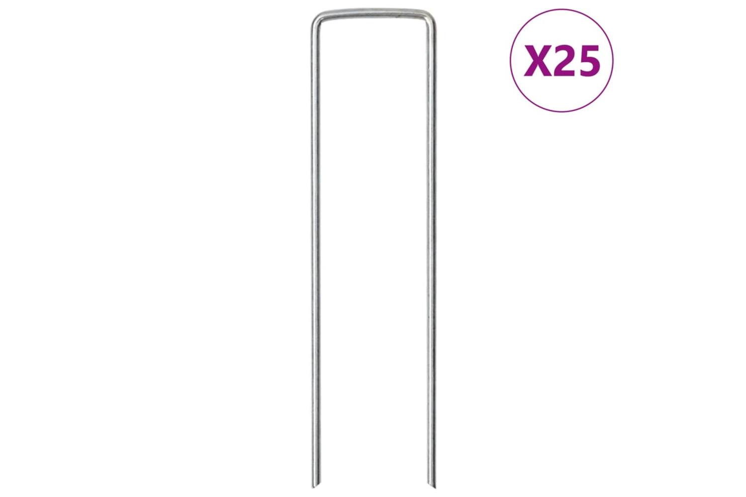 Vidaxl Ground Pegs U Shape 25 Pcs 15x3.5 Cm Galvanised Steel
