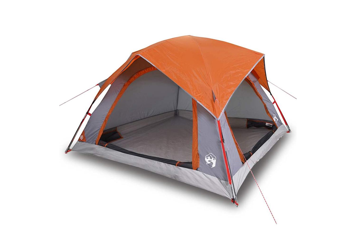 Vidaxl Camping Tent Cabin 4-person Grey And Orange Waterproof