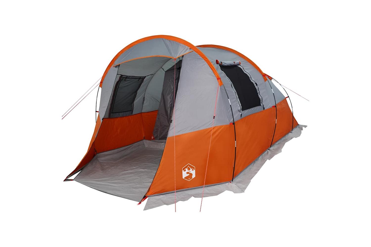Vidaxl Camping Tent Tunnel 4-person Grey And Orange Waterproof