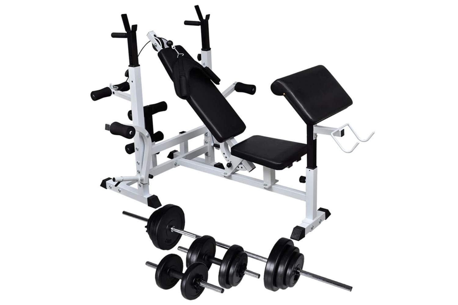 Vidaxl Weight Bench With Weight Rack, Barbell And Dumbbell Set 30.5kg