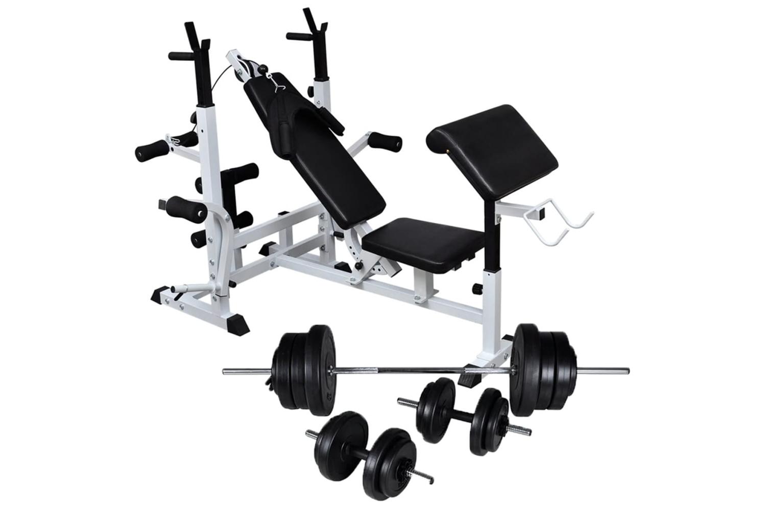 Vidaxl Weight Bench With Weight Rack, Barbell And Dumbbell Set 60.5kg