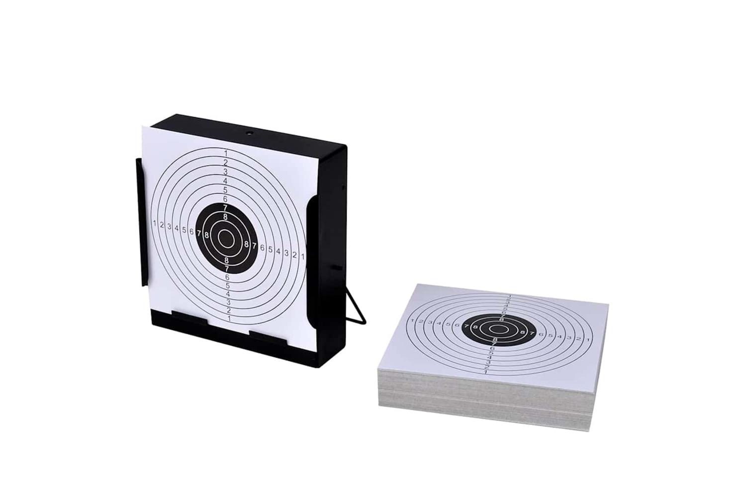 Vidaxl 14 Cm Square Target Holder Pellet Trap + 100 Paper Targets