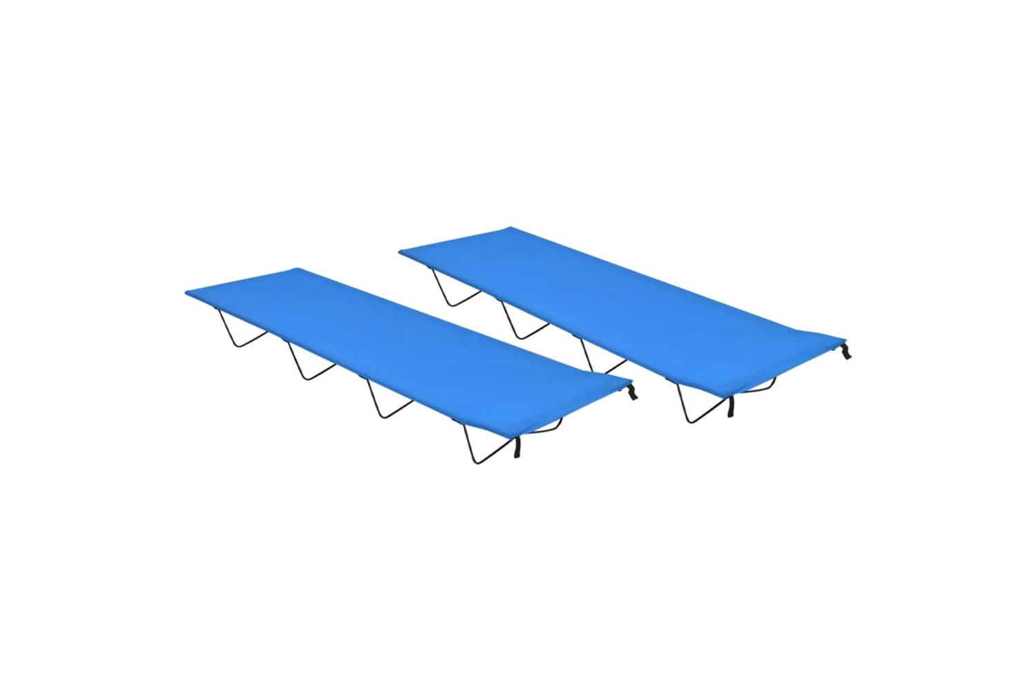 Vidaxl Camping Beds 2 Pcs 180x60x19 Cm Oxford Fabric And Steel Blue