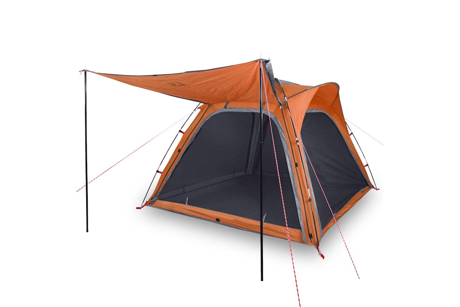 Vidaxl Camping Tent 4-person Grey And Orange Quick Release Waterproof