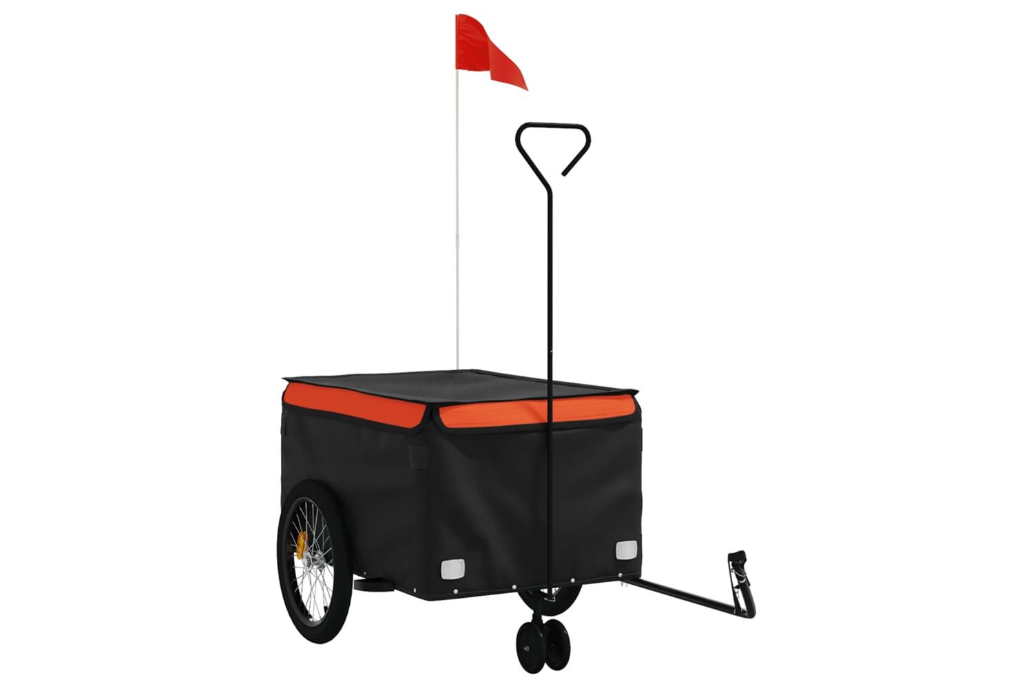 Vidaxl Bike Trailer Black And Orange 45 Kg Iron