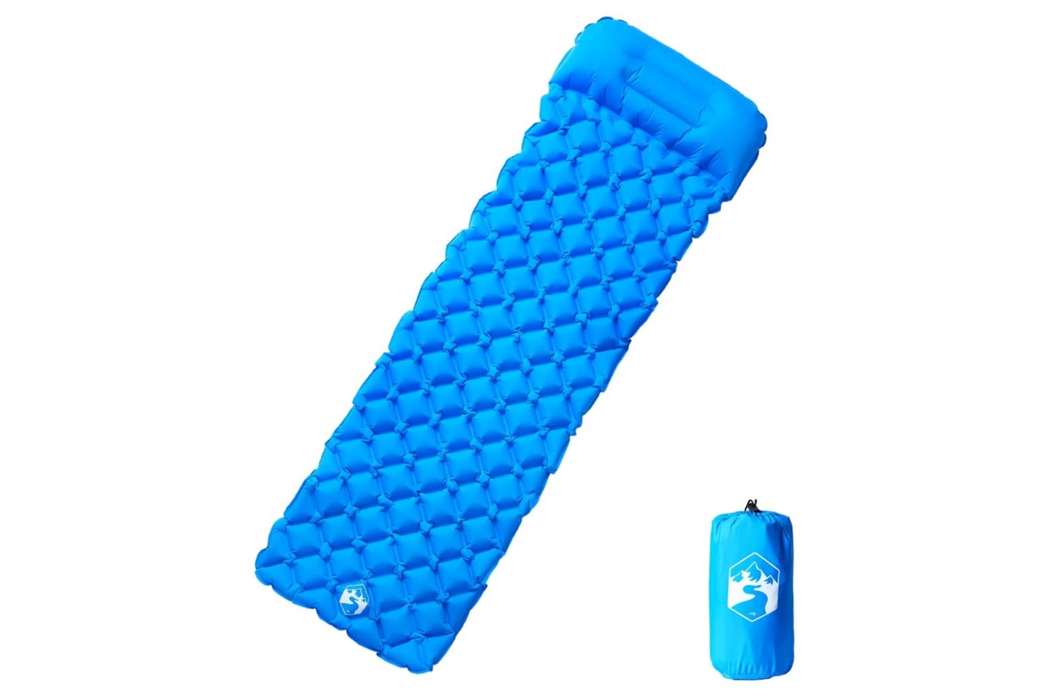 Vidaxl Inflating Camping Mattress With Pillow 1-person Blue
