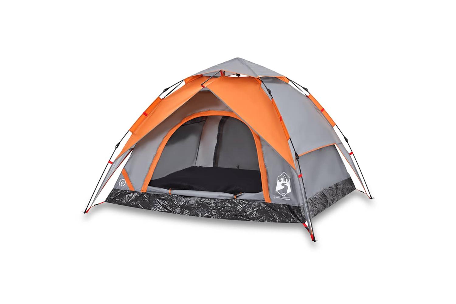 Vidaxl Camping Tent Dome 3-person Grey And Orange Quick Release