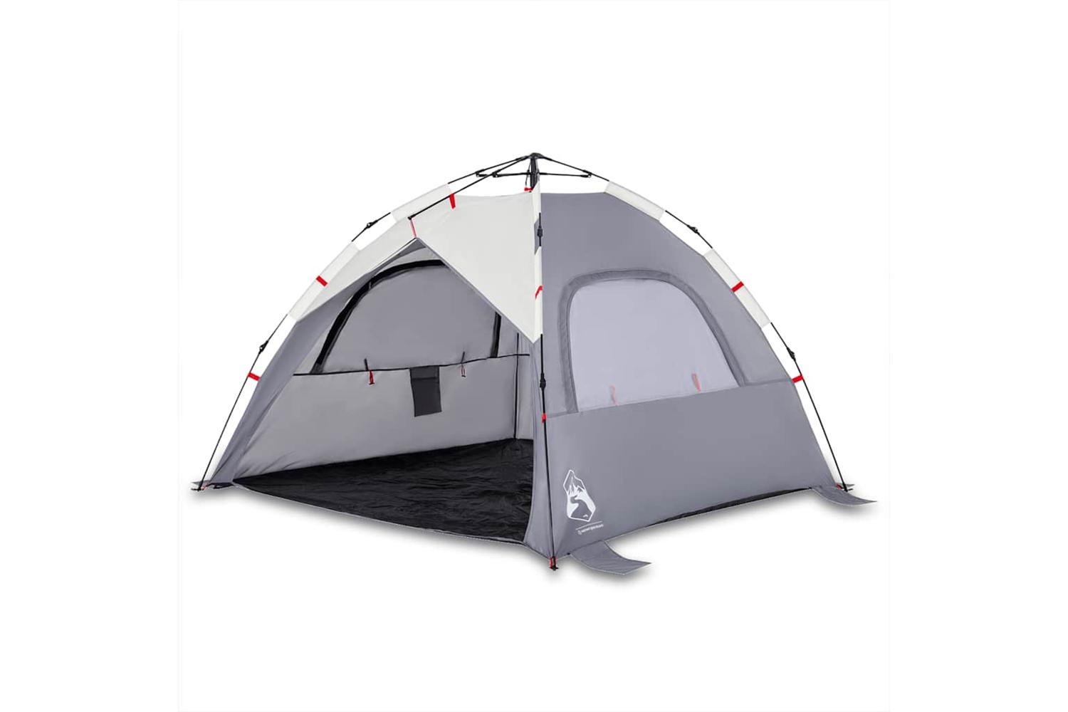 Vidaxl Beach Tent 3-person Grey Quick Release Waterproof