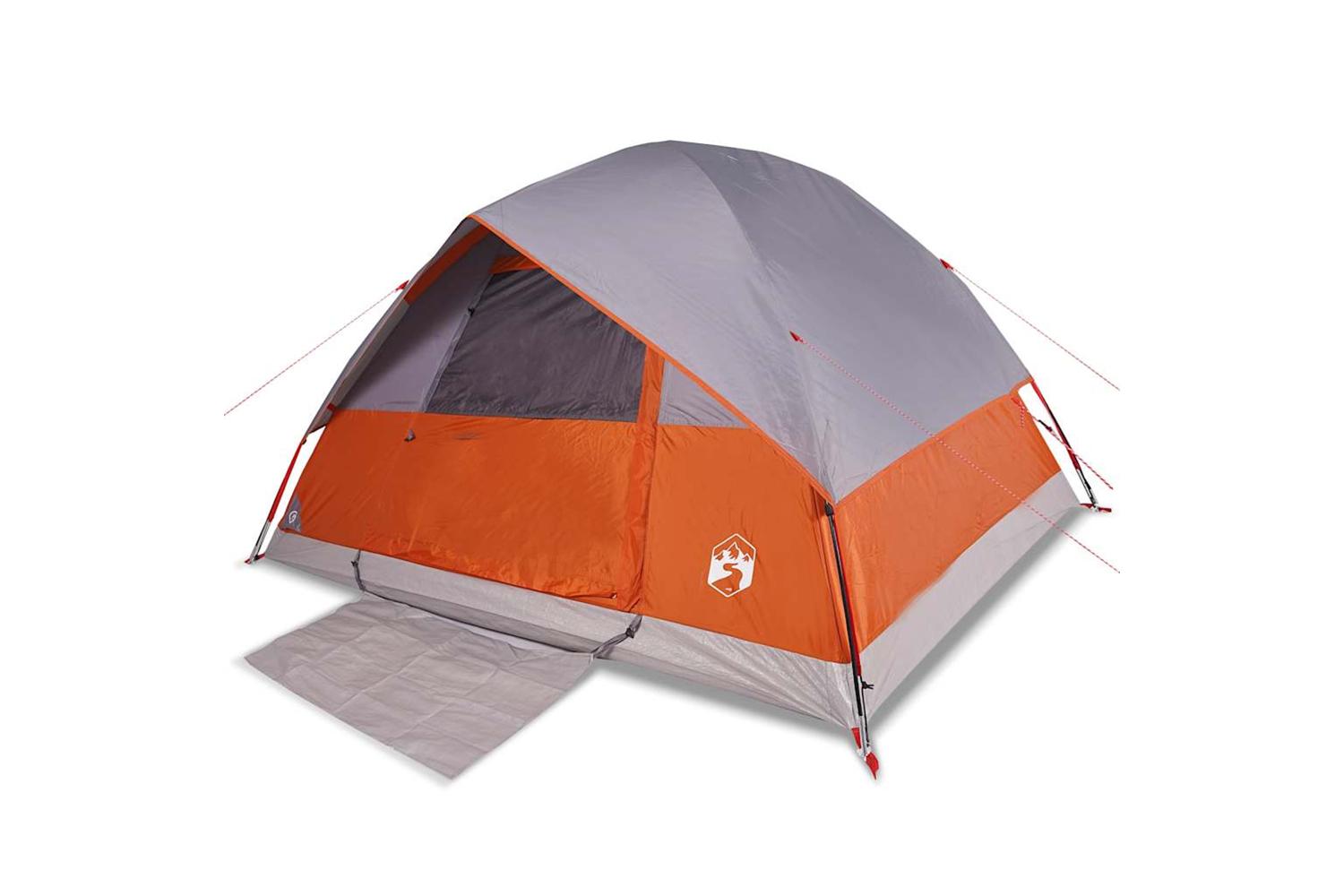 Vidaxl Camping Tent With Porch 4-person Orange Waterproof