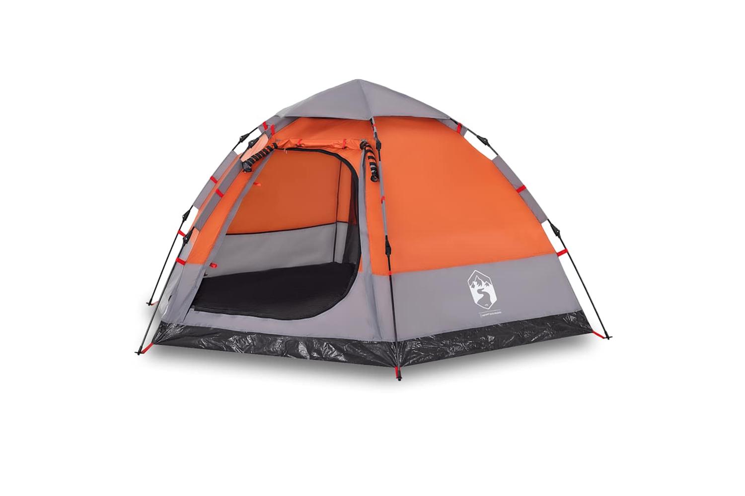 Vidaxl Camping Tent Cabin 4-person Grey And Orange Quick Release
