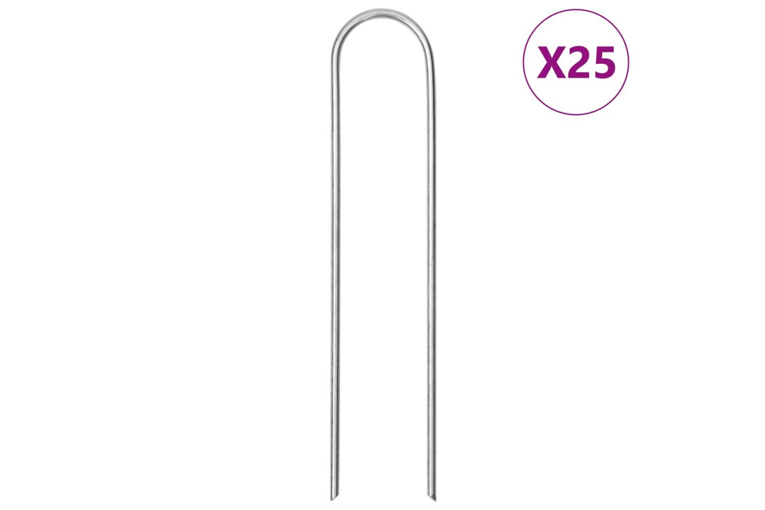 Vidaxl Ground Pegs U Shape 25 Pcs 15x3.5 Cm Galvanised Steel