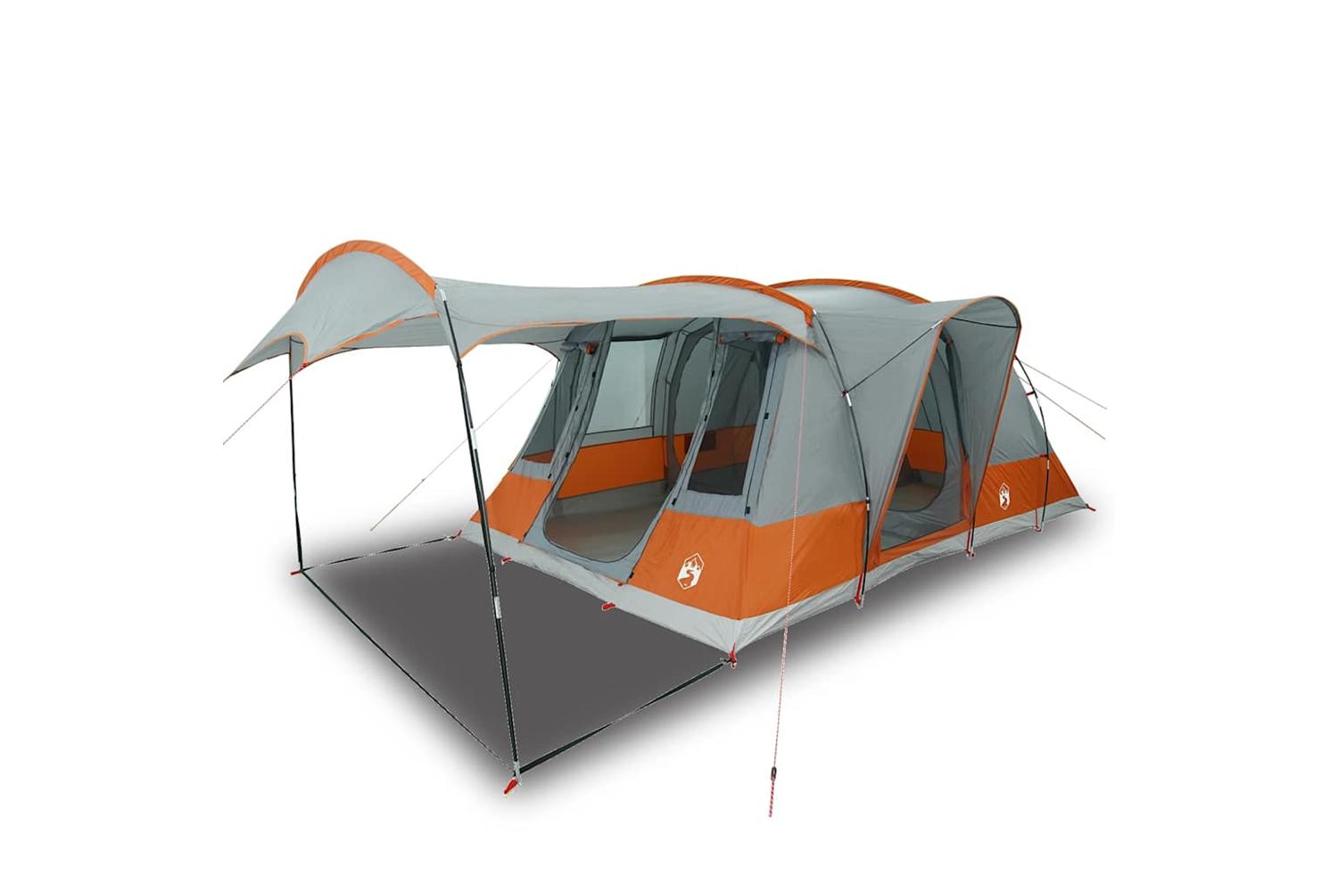 Vidaxl Camping Tent Tunnel 5-person Grey And Orange Waterproof