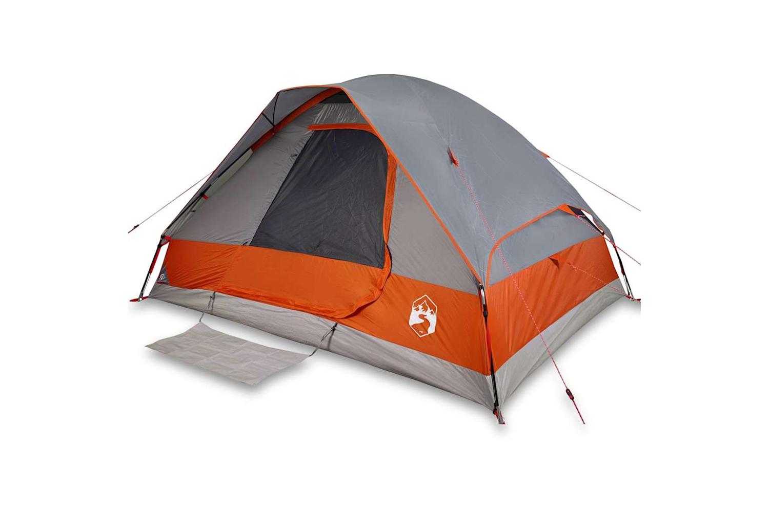 Vidaxl Camping Tent Dome 4-person Grey And Orange Waterproof