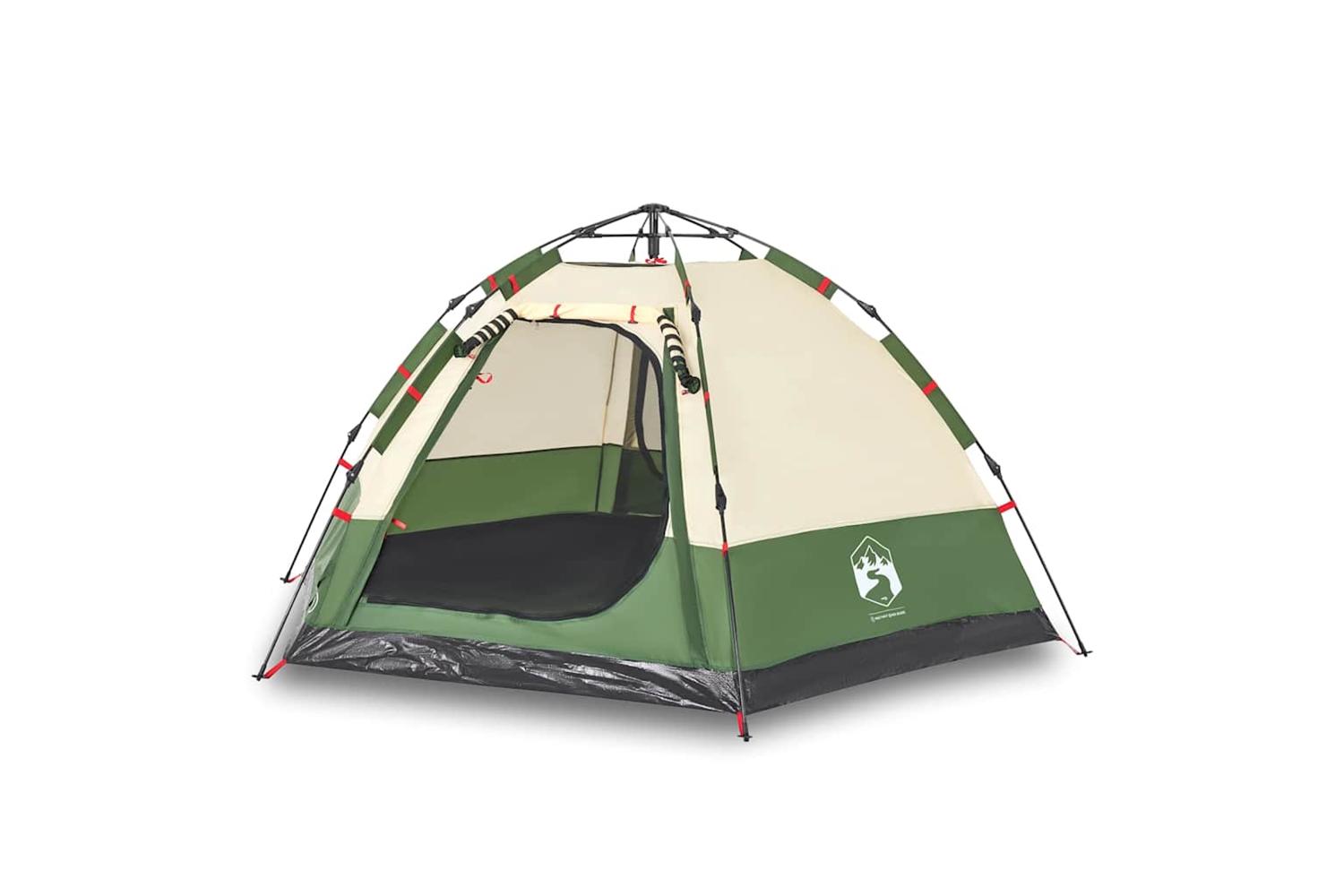 Vidaxl Camping Tent Cabin 4-person Green Quick Release