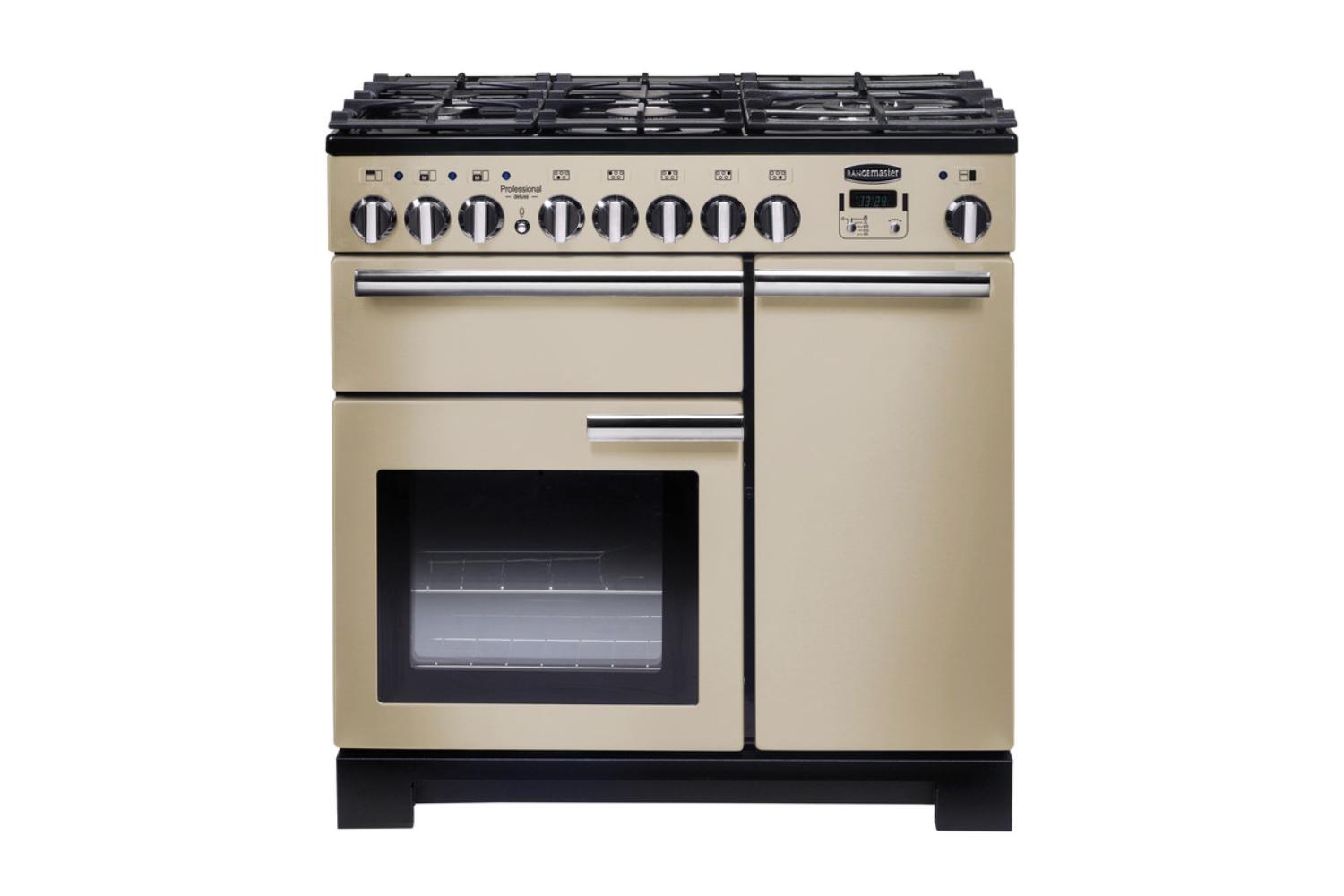 Rangemaster Pro Deluxe 90cm Dual Fuel Range Cooker | PDL90DFFCR/C | Cream