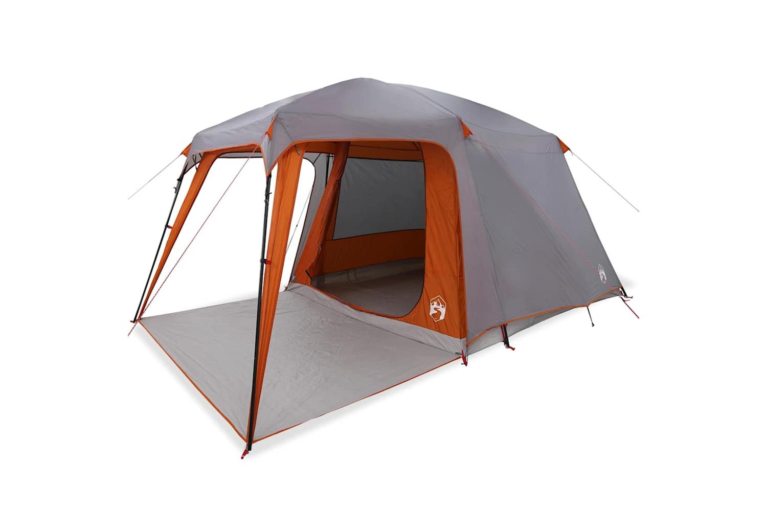 Vidaxl Camping Tent With Porch Dome 5-person Grey And Orange Waterproof