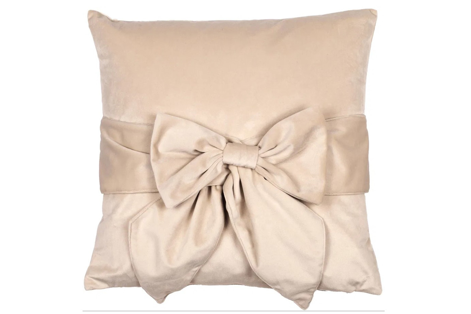 Paul Moneypenny | Tied Up Cushion with Velvet Bow | Cream | 45 x 45 cm