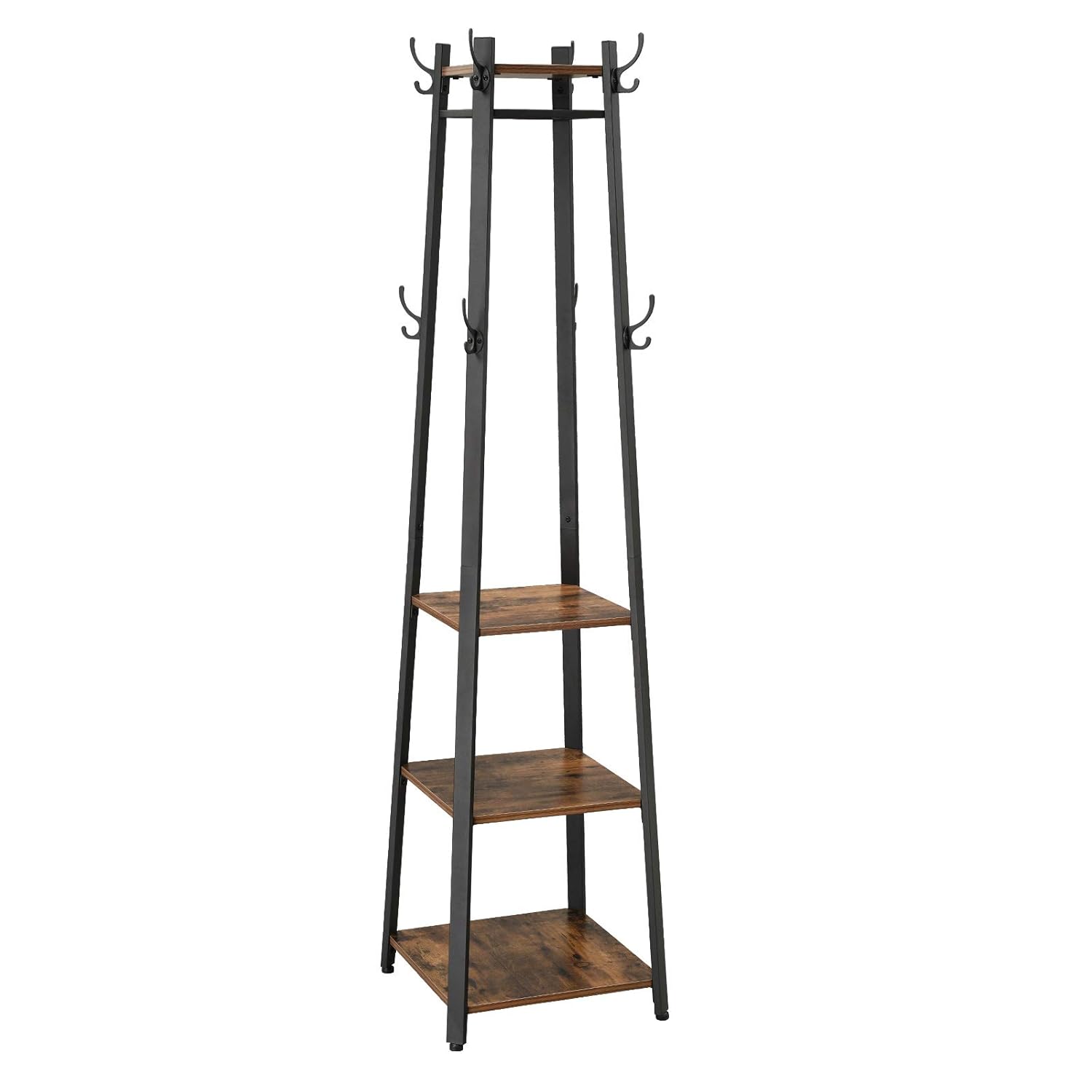 Vasagle Industrial 3 Shelves Coat Stand with Hooks | Vintage & Black [Ex-Display - DS250377-000116]