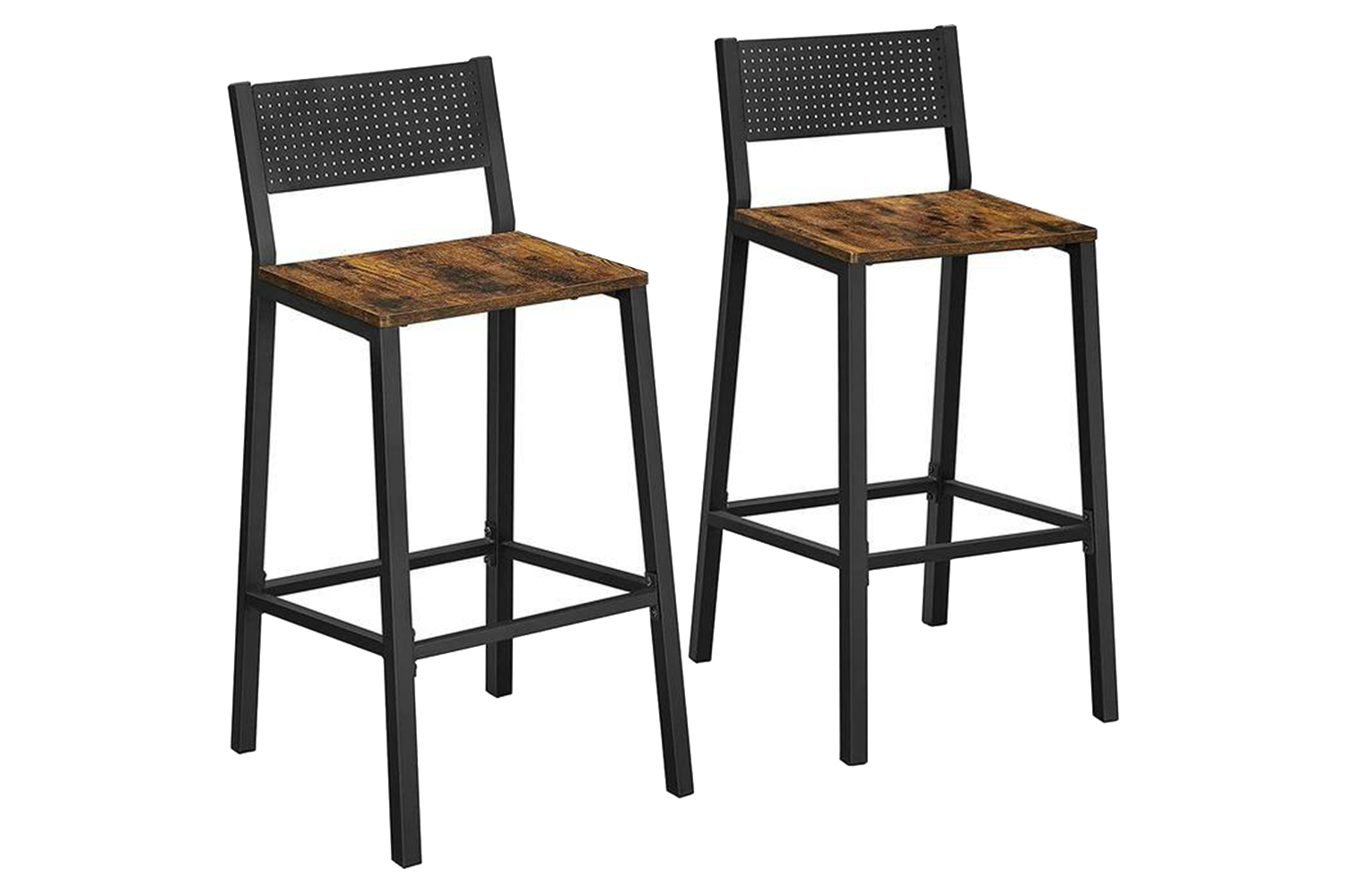 Vasagle Bar Stool | Particleboard And Steel | Rustic Brown And Black | 43.1 X 50.7 X 97.2 Cm
