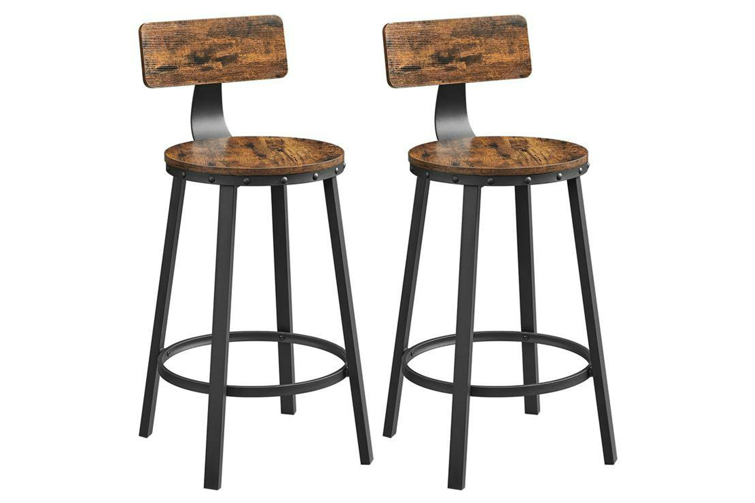 Vasagle Bar Stool | Particleboard And Steel | Rustic Brown | 50.6 X 88.5 Cm