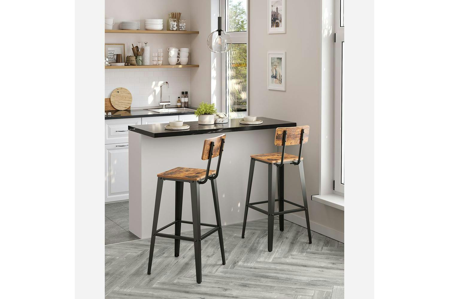 Vasagle Bar Chair | Bar Stool | Chipboard And Steel | 74cm Seat Height